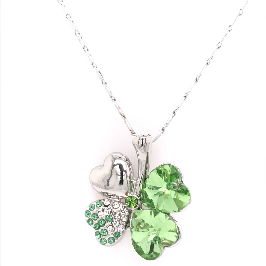 Shamrock Green Hearts Swarovski Pendant